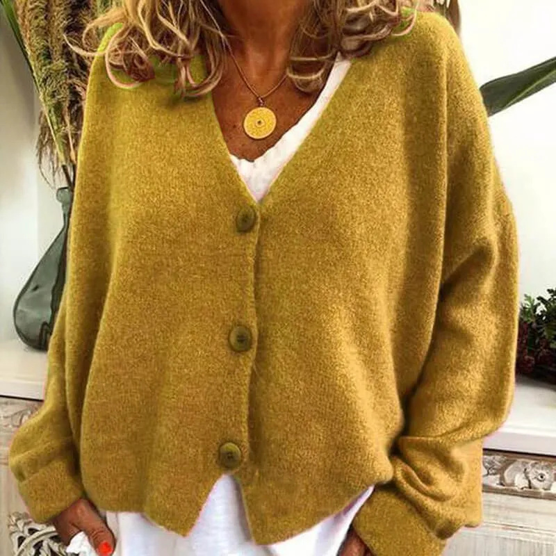 Pure Color With Button Cardigan