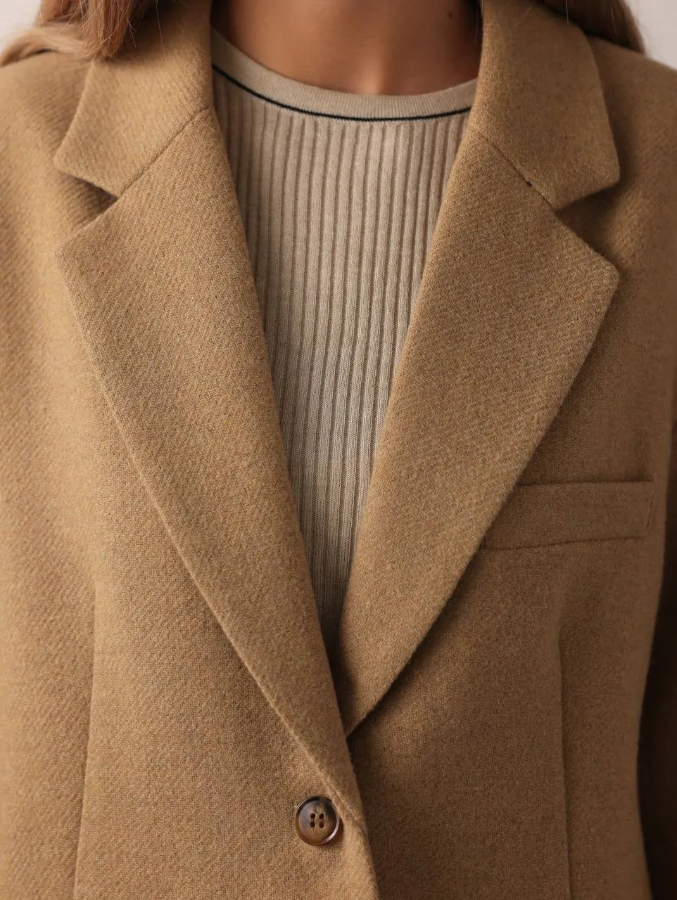 Ribbed Knit Beige Sweater