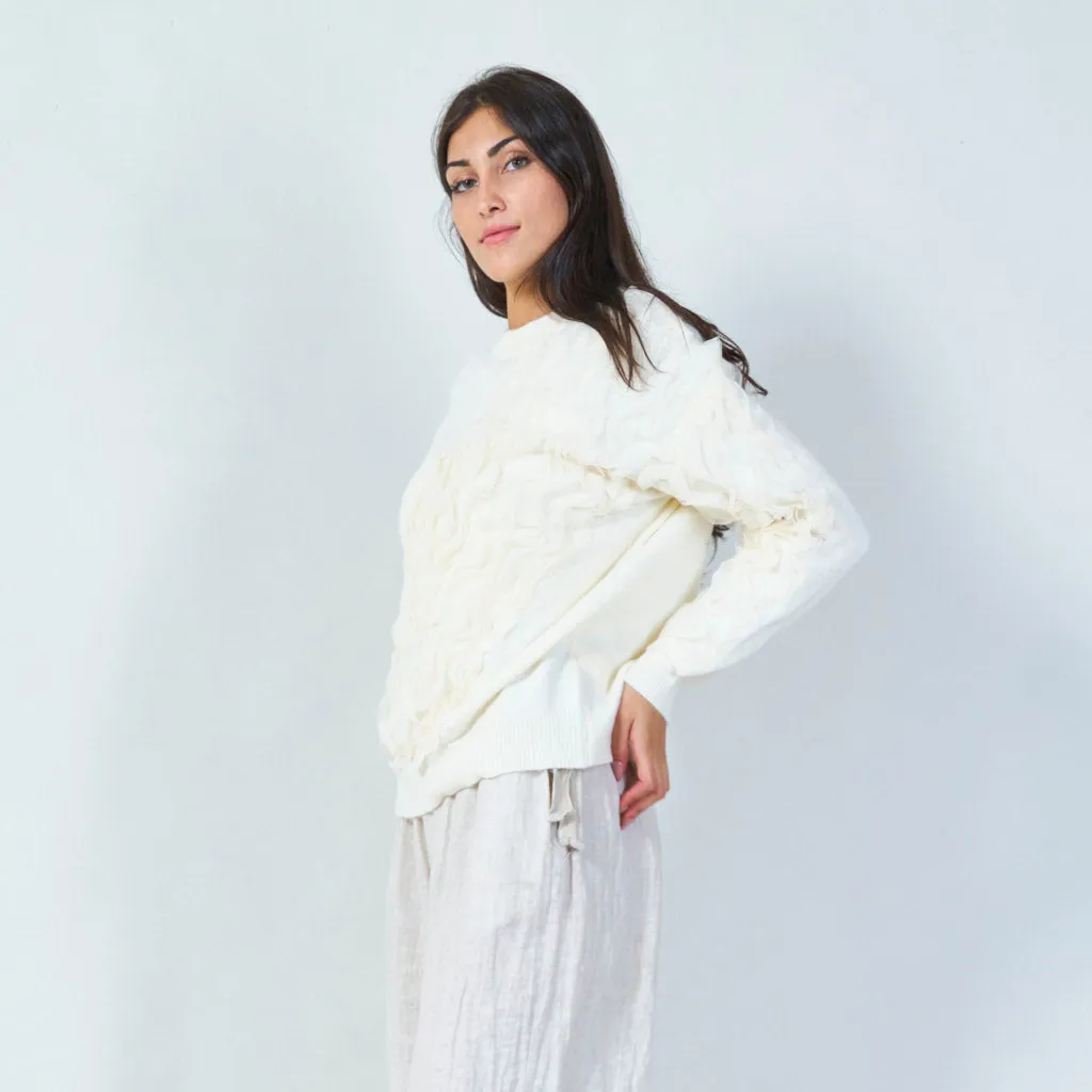 Ruffle embellished knit sweater wholesale