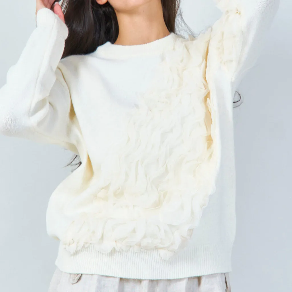 Ruffle embellished knit sweater wholesale