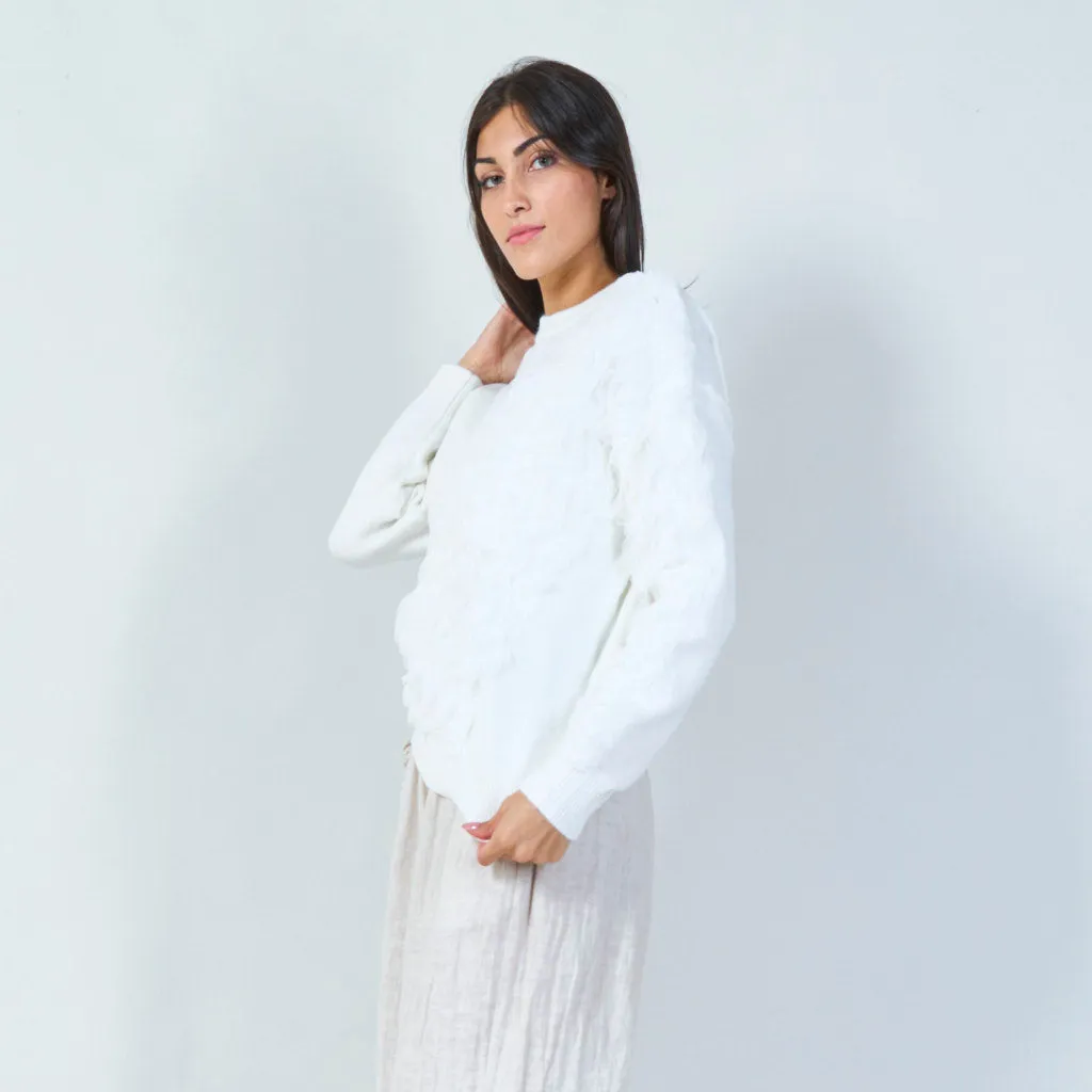 Ruffle embellished knit sweater wholesale