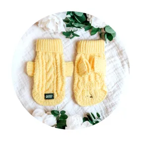 Sassy Woof Dog Cable Knit Sweater Yellow | Cozy Pet Sweater | Knit Dog Sweater
