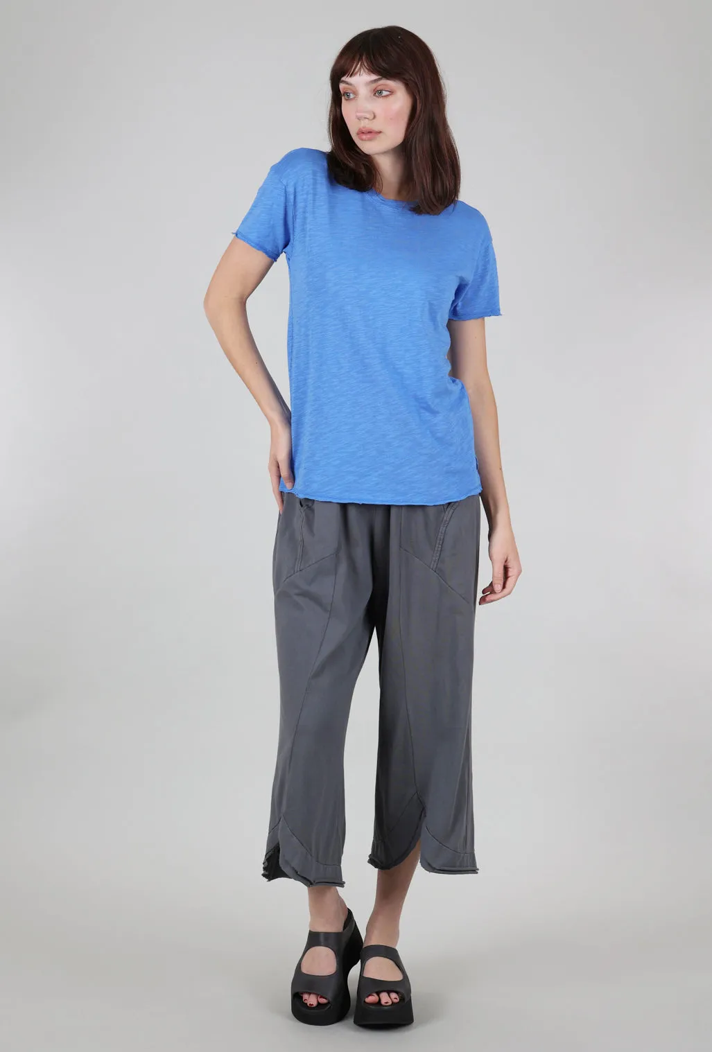Short-Sleeve Step-Hem Crewneck Tee, Blue Cruise