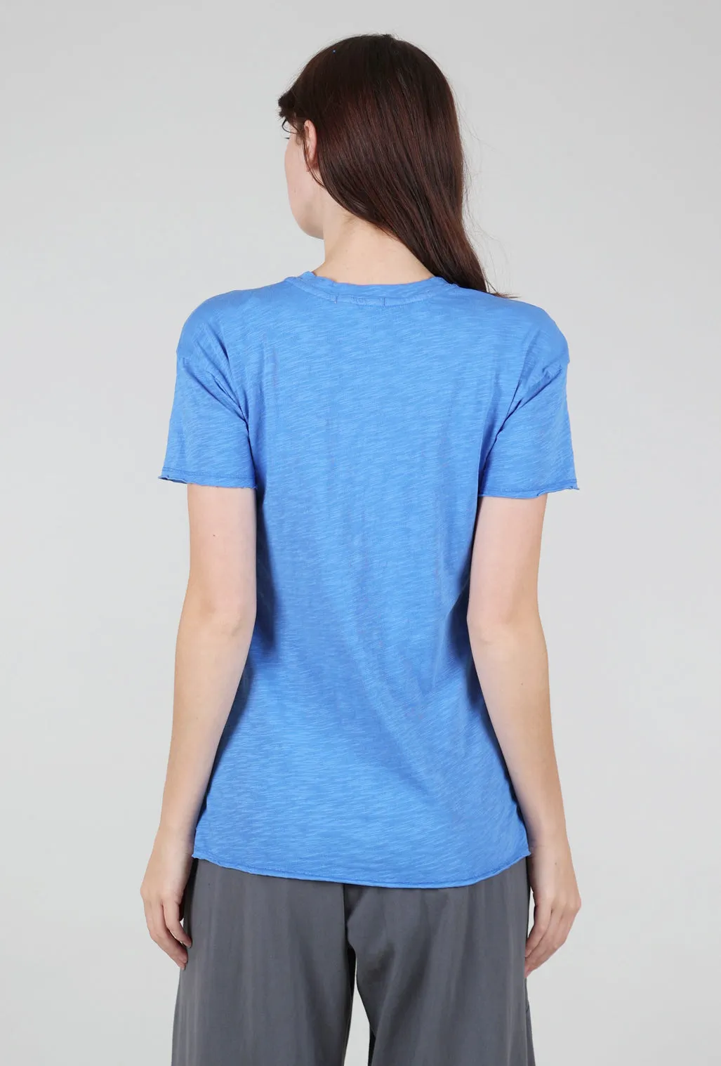 Short-Sleeve Step-Hem Crewneck Tee, Blue Cruise