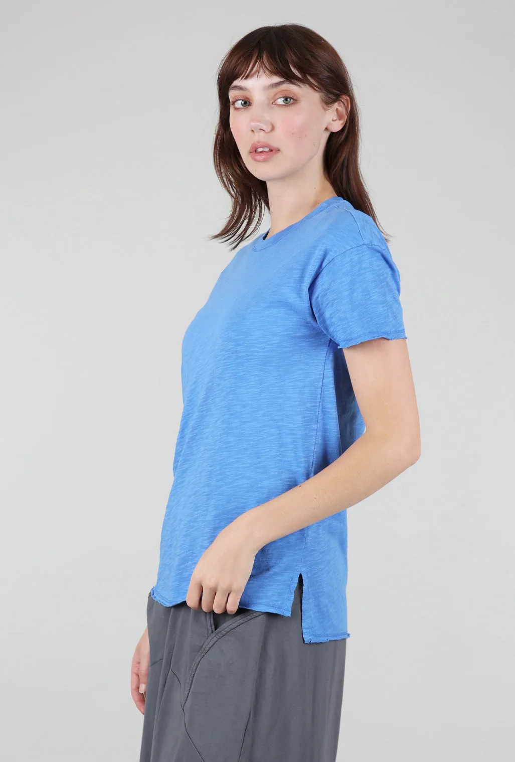 Short-Sleeve Step-Hem Crewneck Tee, Blue Cruise