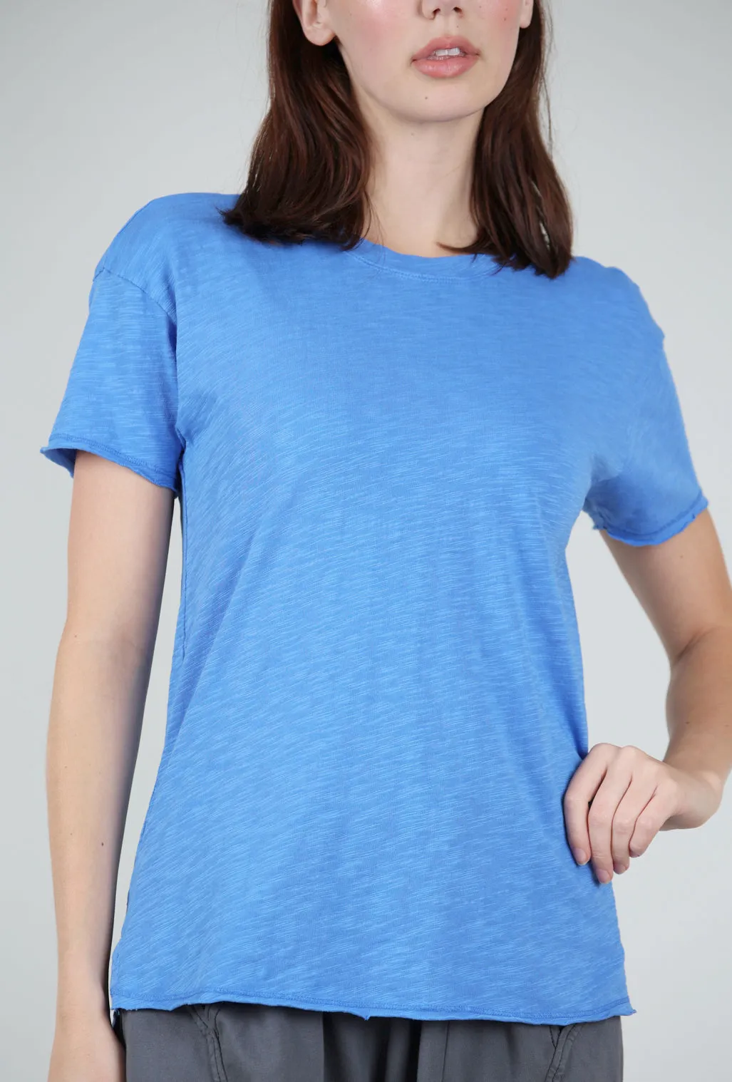 Short-Sleeve Step-Hem Crewneck Tee, Blue Cruise