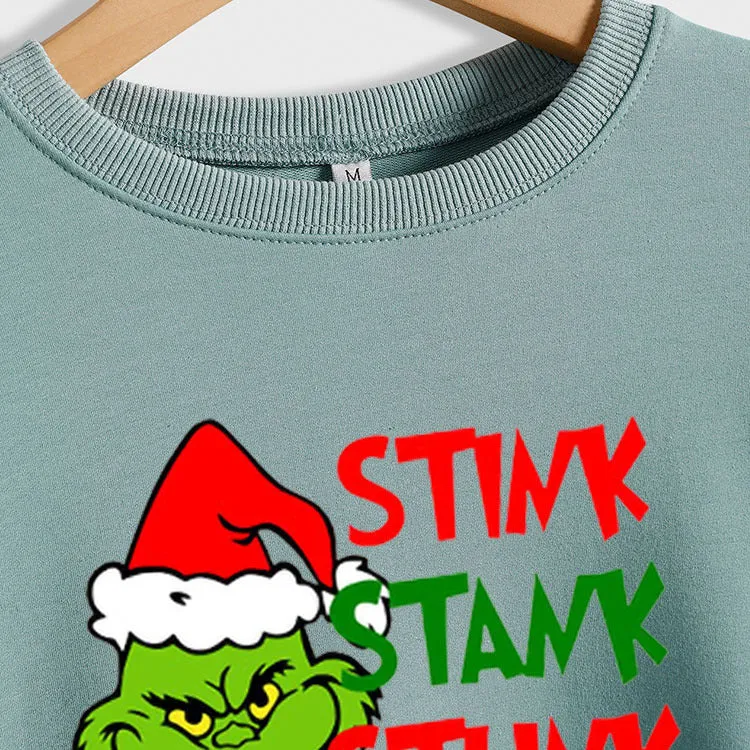 STINK STANK STUN UNDERNEATH CREWNECK PRINT LETTERED LONG-SLEEVED SWEATSHIRT