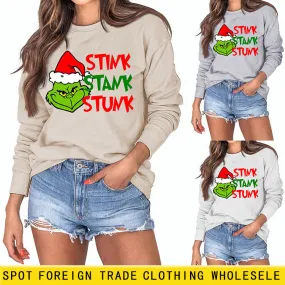 STINK STANK STUN UNDERNEATH CREWNECK PRINT LETTERED LONG-SLEEVED SWEATSHIRT
