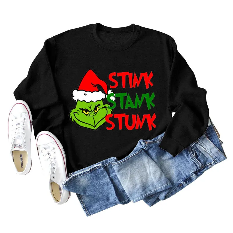 STINK STANK STUN UNDERNEATH CREWNECK PRINT LETTERED LONG-SLEEVED SWEATSHIRT