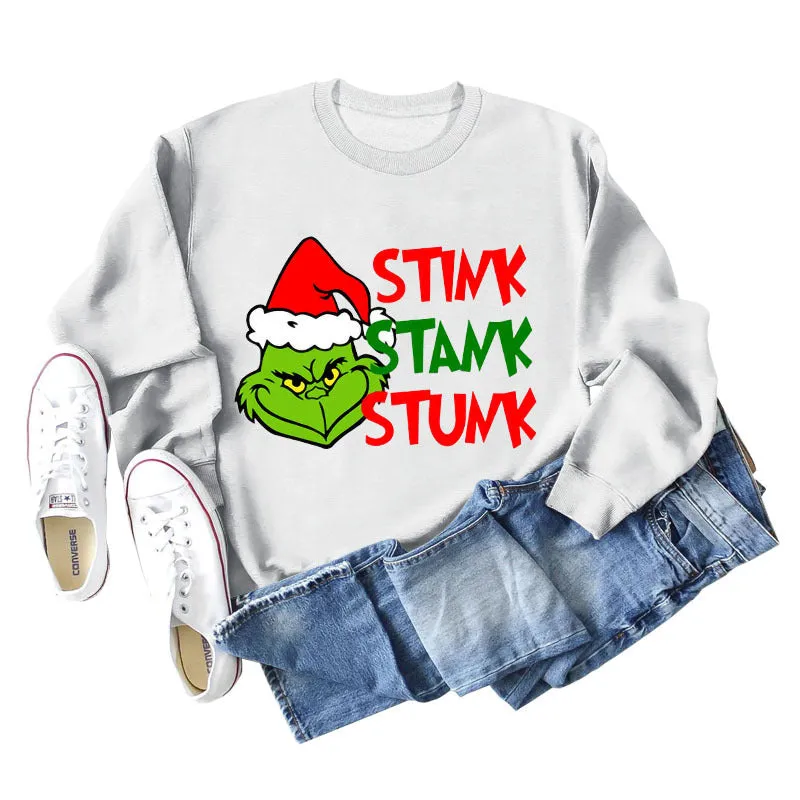 STINK STANK STUN UNDERNEATH CREWNECK PRINT LETTERED LONG-SLEEVED SWEATSHIRT