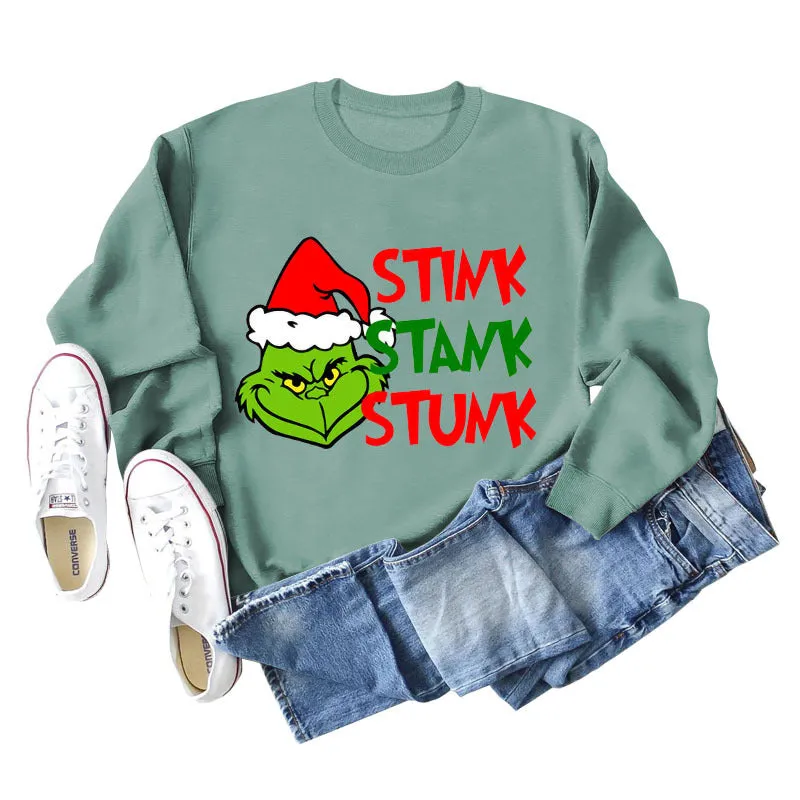 STINK STANK STUN UNDERNEATH CREWNECK PRINT LETTERED LONG-SLEEVED SWEATSHIRT