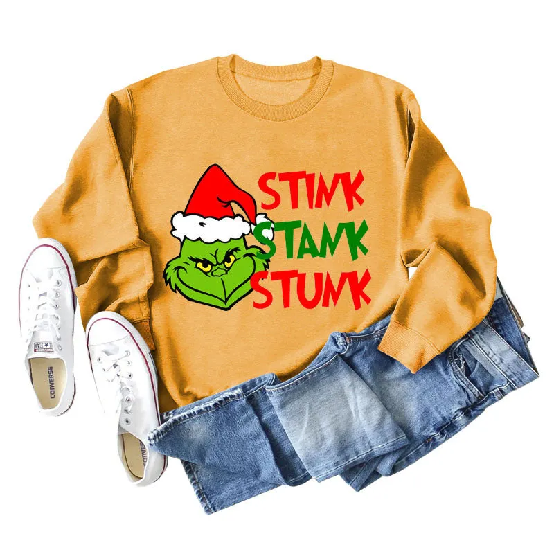 STINK STANK STUN UNDERNEATH CREWNECK PRINT LETTERED LONG-SLEEVED SWEATSHIRT