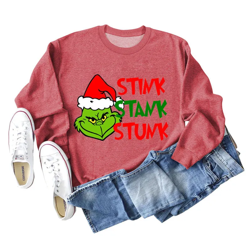 STINK STANK STUN UNDERNEATH CREWNECK PRINT LETTERED LONG-SLEEVED SWEATSHIRT