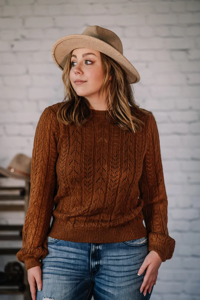 Study Date Open-Knit Sweater