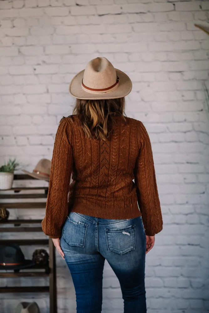 Study Date Open-Knit Sweater