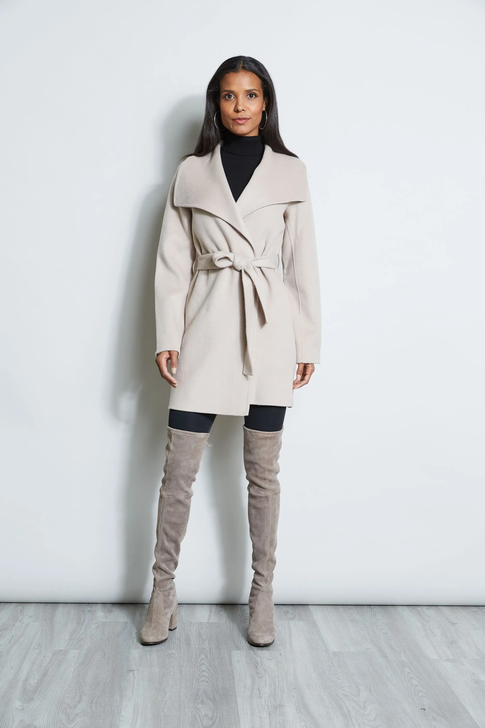 Tahari Double Face Wool Wrap Coat