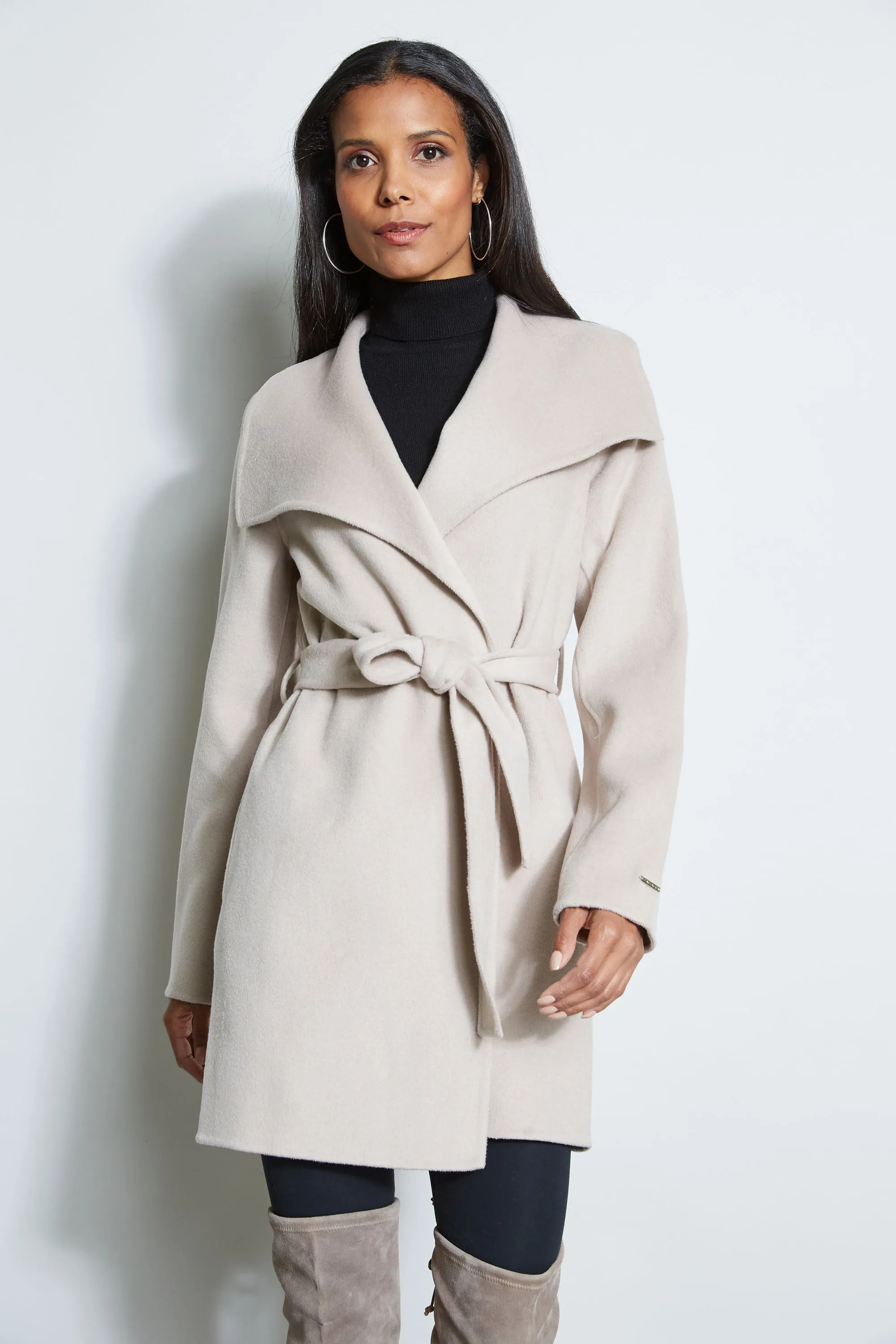 Tahari Double Face Wool Wrap Coat