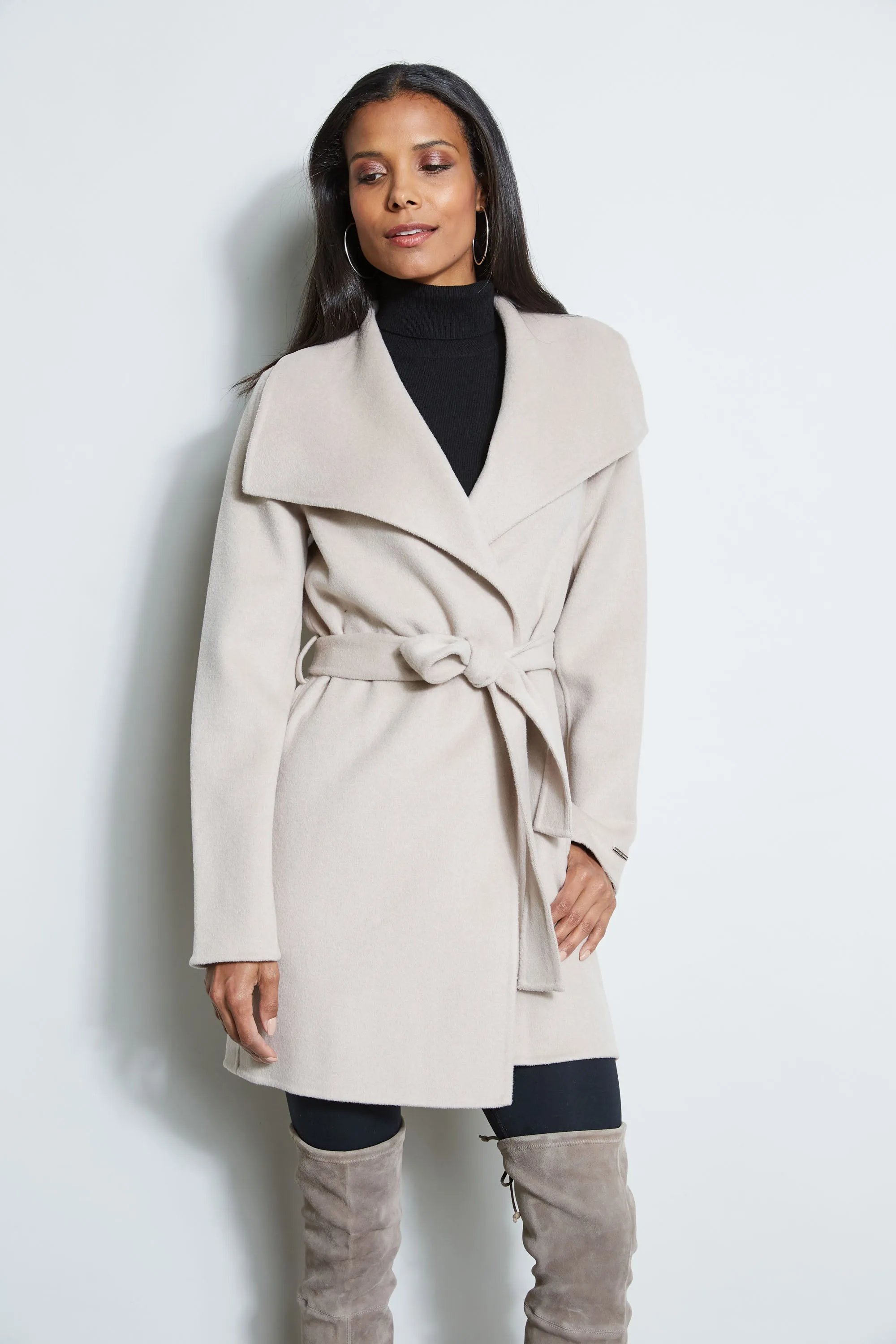Tahari Double Face Wool Wrap Coat