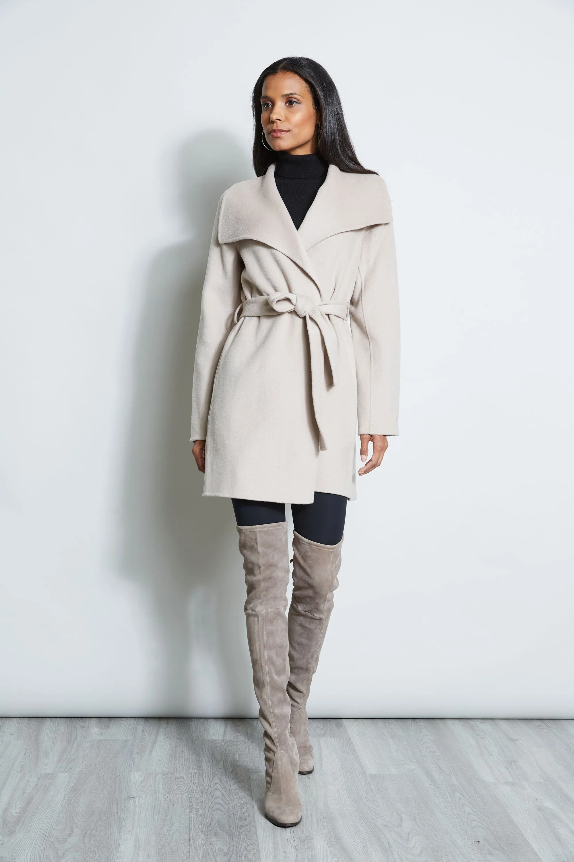 Tahari Double Face Wool Wrap Coat