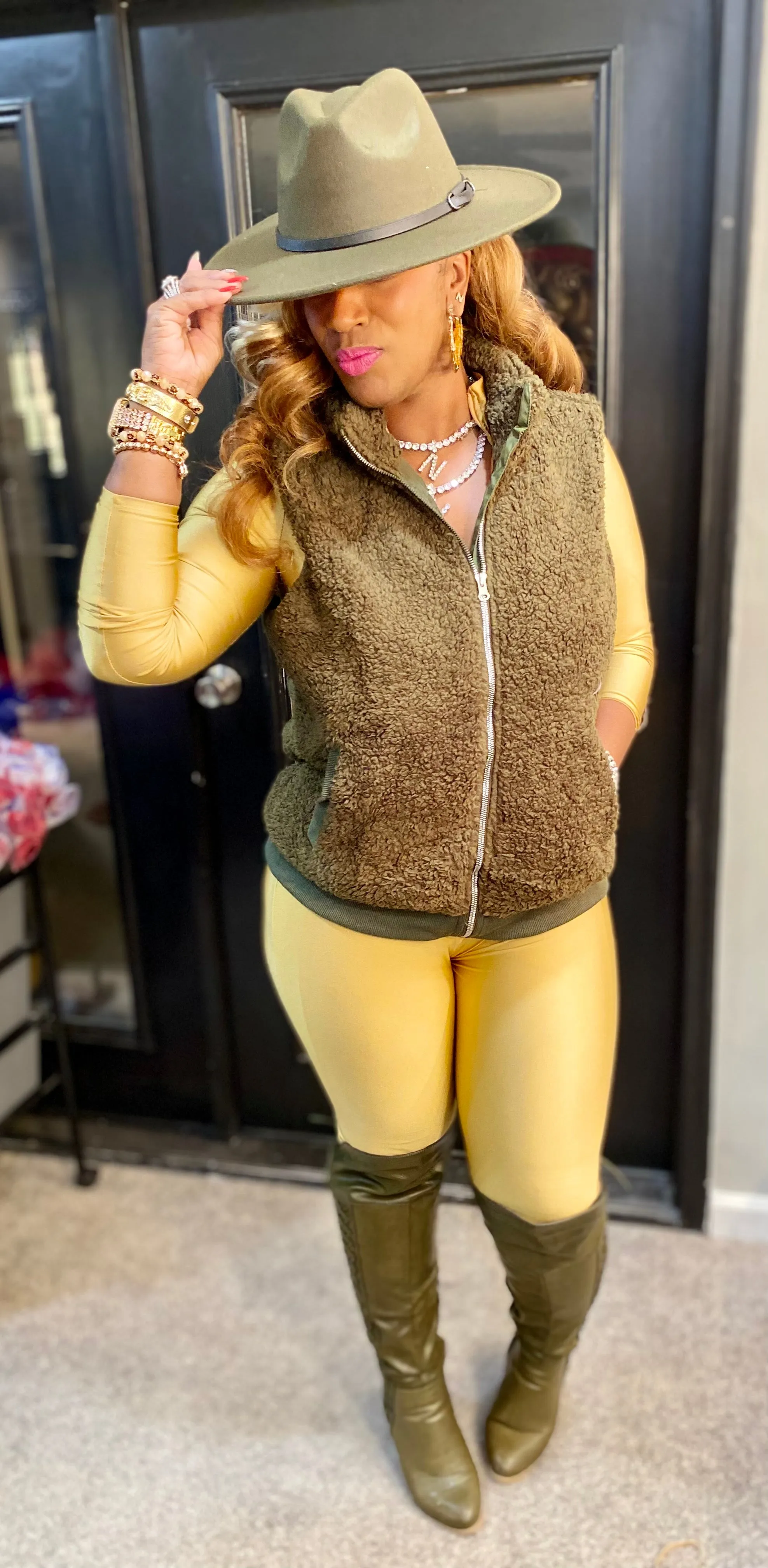 THE LUXE NK GLAM CASUAL FLEECE VEST - NK148