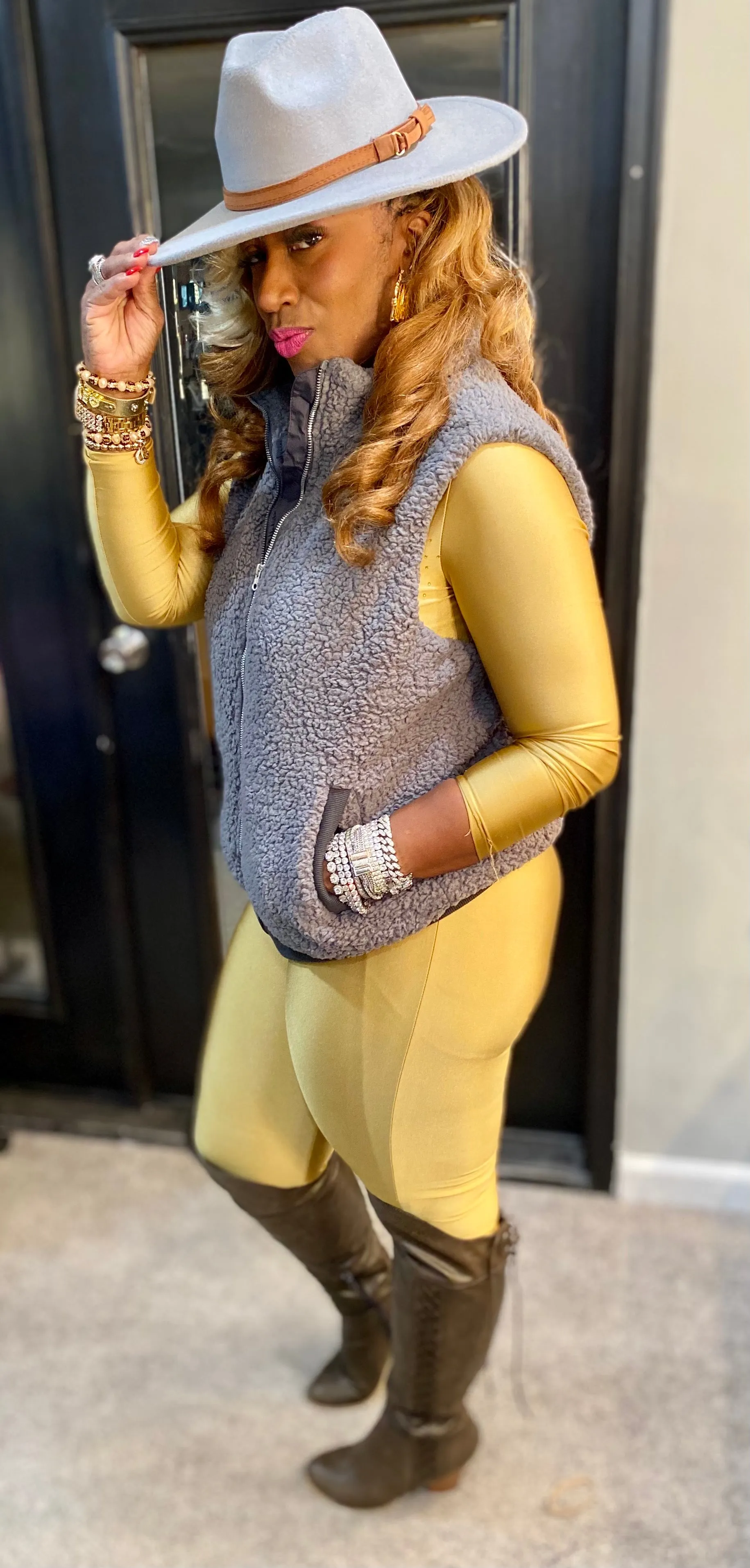 THE LUXE NK GLAM CASUAL FLEECE VEST - NK148