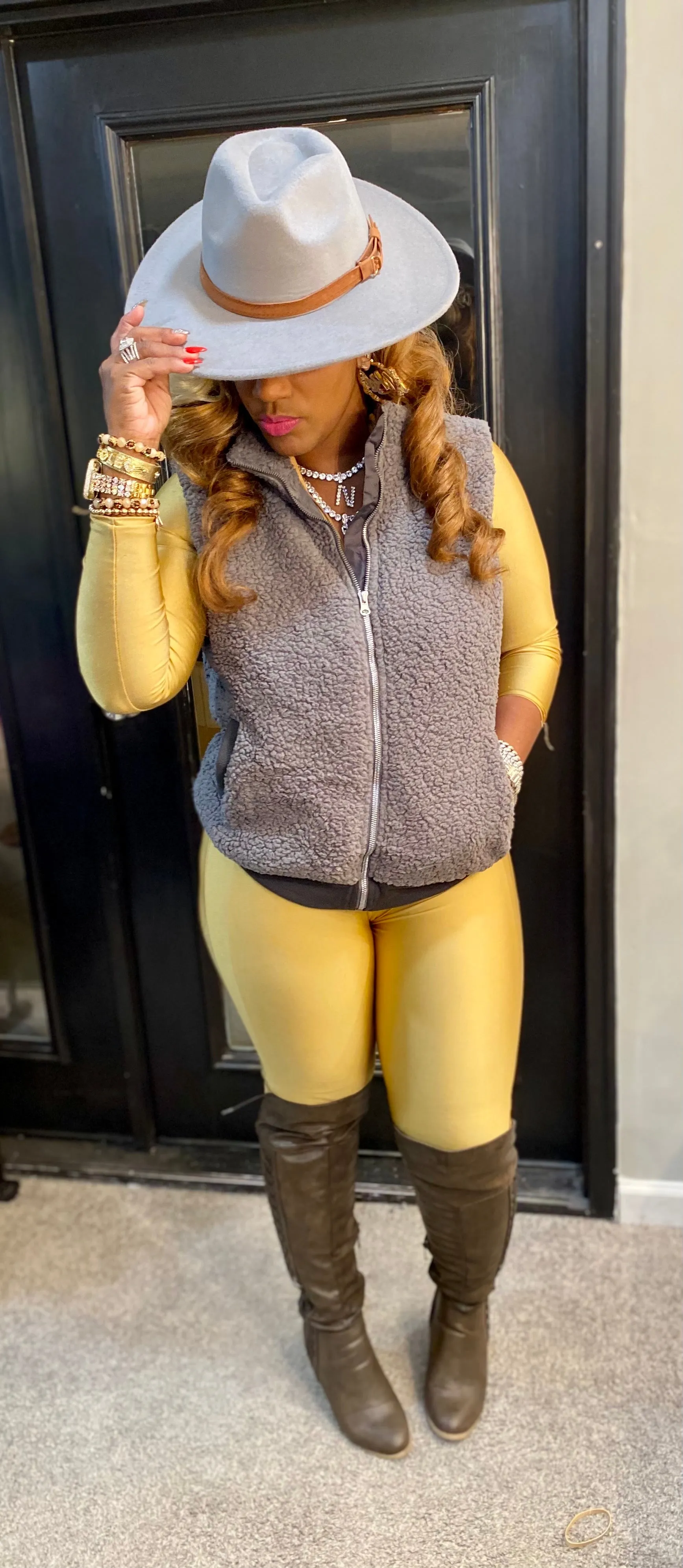 THE LUXE NK GLAM CASUAL FLEECE VEST - NK148