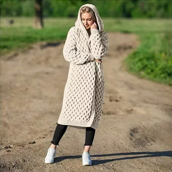 Thick Oversized Hooded Cardigan Coat