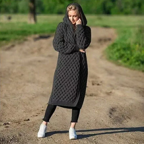 Thick Oversized Hooded Cardigan Coat