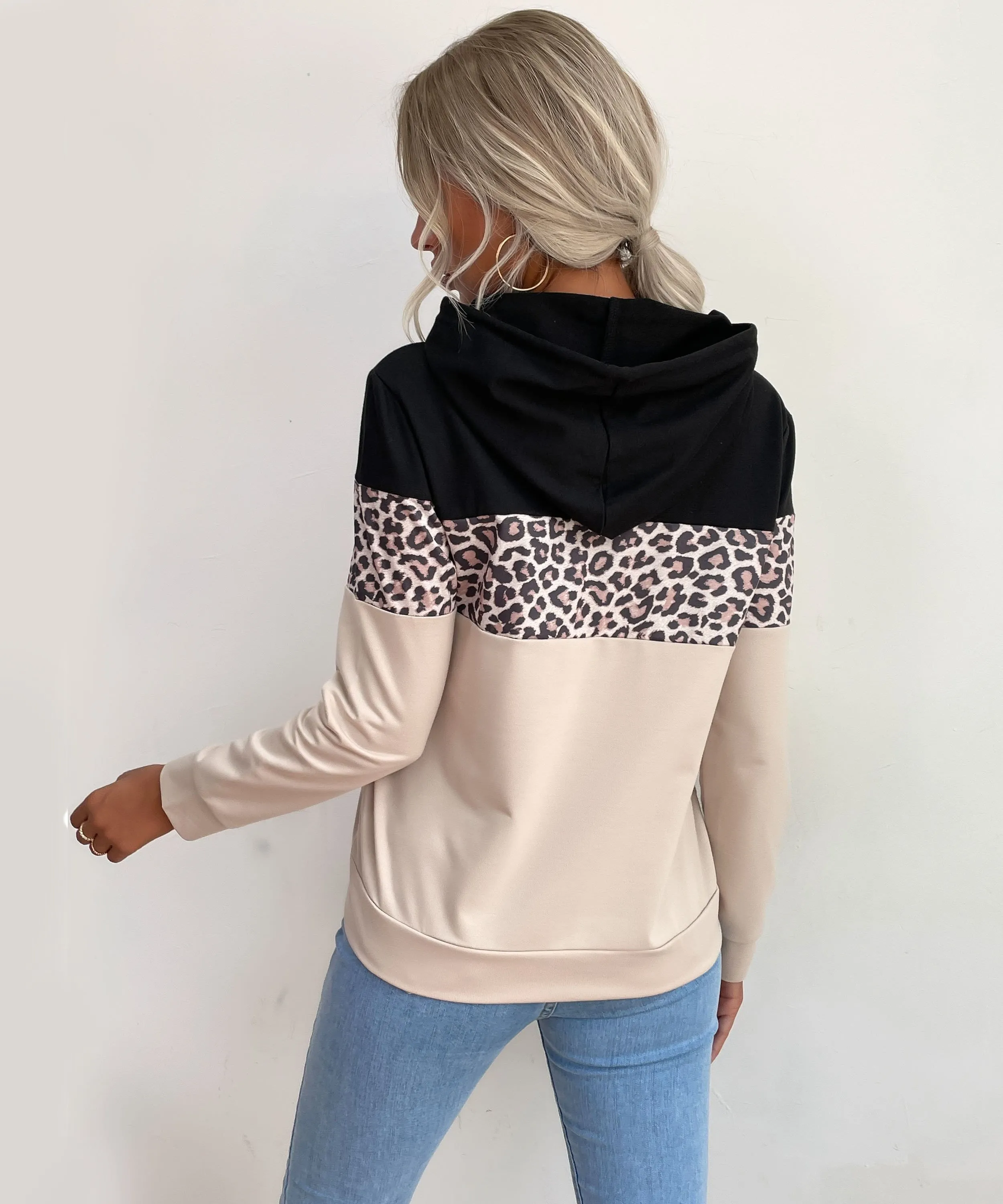 Triple Tone Leopard Print Hoodie