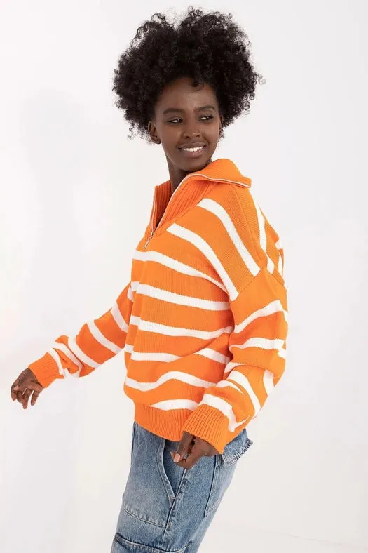 Turtleneck Badu Striped Sweater Orange