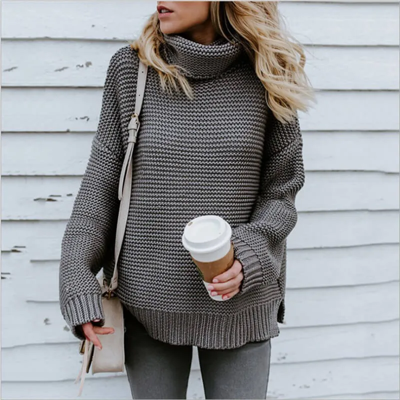 Turtleneck Thick Crochet Pullover Loose Sweater