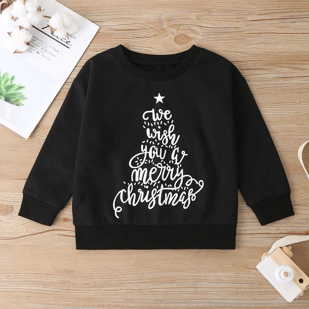 Unisex Letter Printed Long Sleeve Crew Neck T-Shirts Bulk Childrens Clothing Suppliers