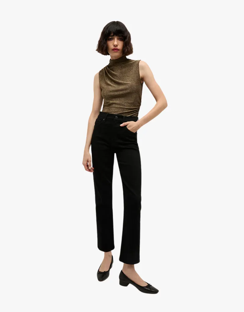Veronica Beard Mylie Sleeveless Top in Antique Gold Lurex