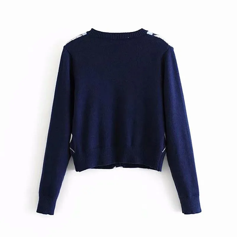 Vintage Stylish Geometric Rhombic Cardigan Sweater Women Fashion Autumn Warm Long Sleeve Outerwear Chic England Style Tops