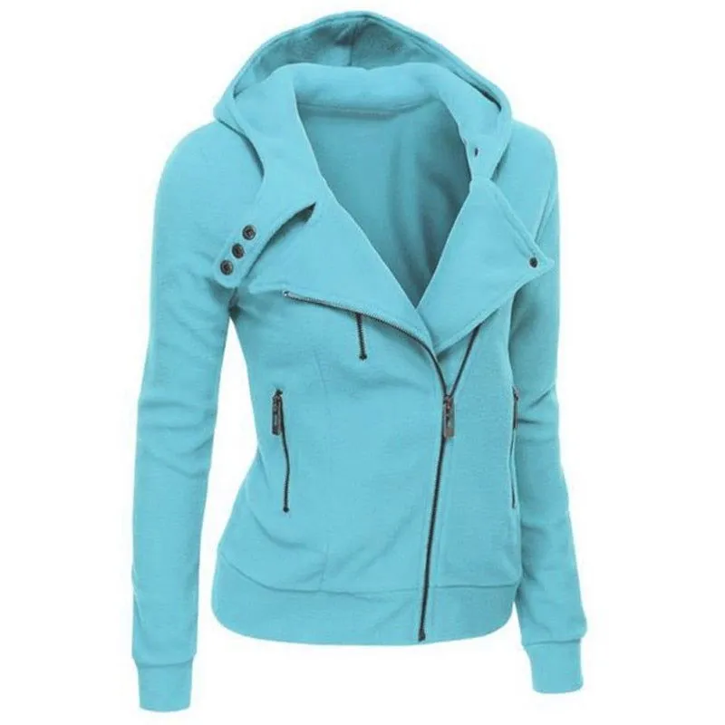 Warm Long Sleeve Zipper Pockets Collared Hooded Jackets