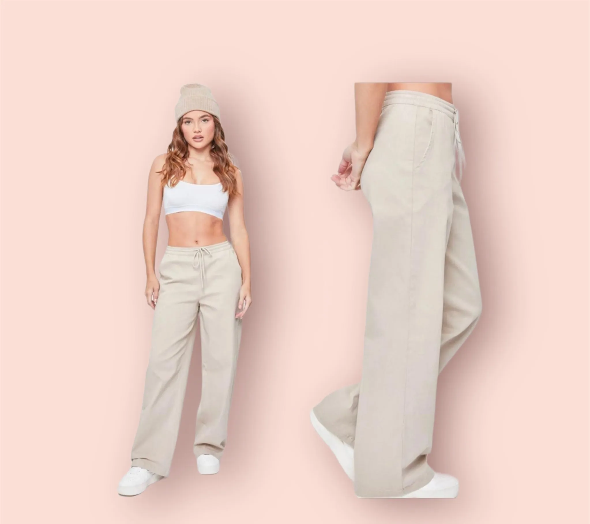 Wide Leg Joggers Elasticized Waistband with Drawstring