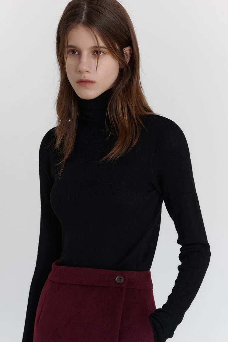 Wool Stretch Slim-Fit Turtleneck Sweater
