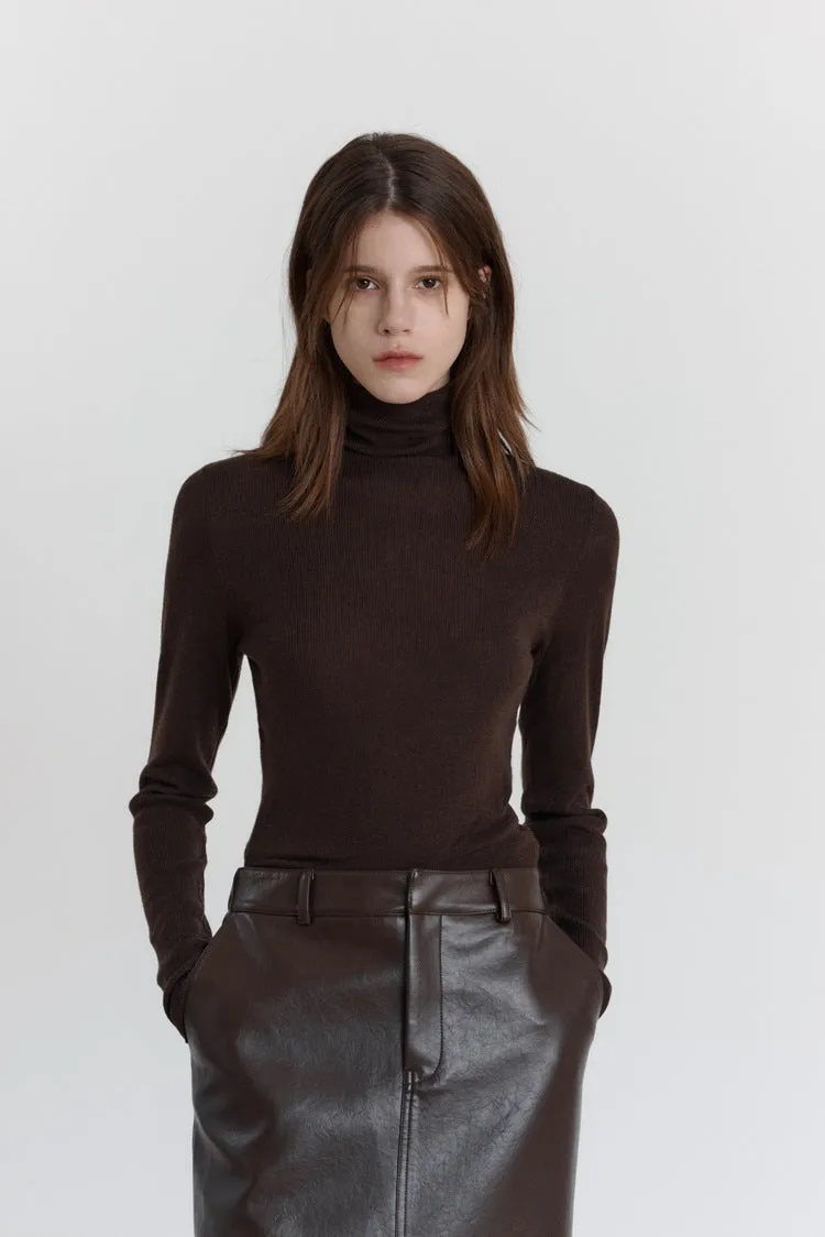 Wool Stretch Slim-Fit Turtleneck Sweater