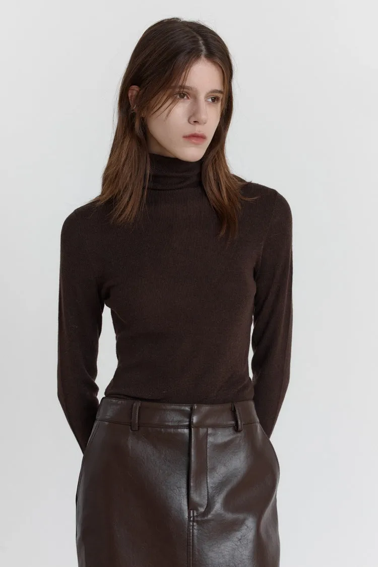 Wool Stretch Slim-Fit Turtleneck Sweater