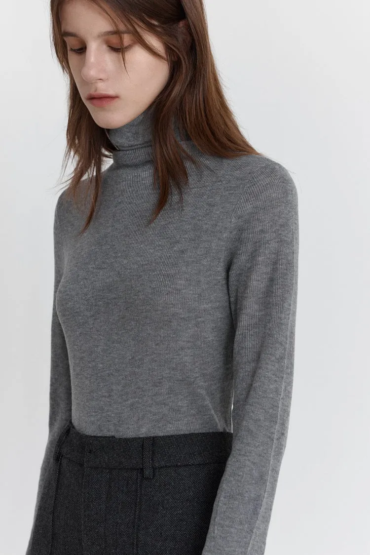 Wool Stretch Slim-Fit Turtleneck Sweater