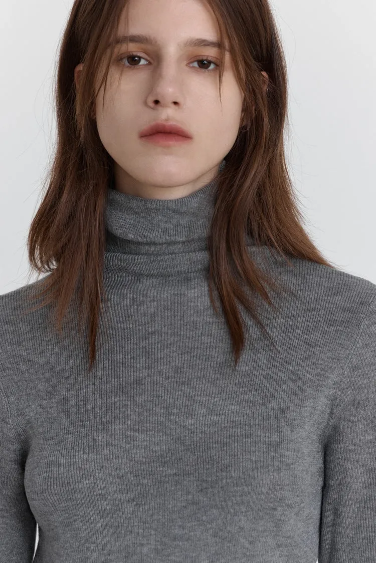 Wool Stretch Slim-Fit Turtleneck Sweater