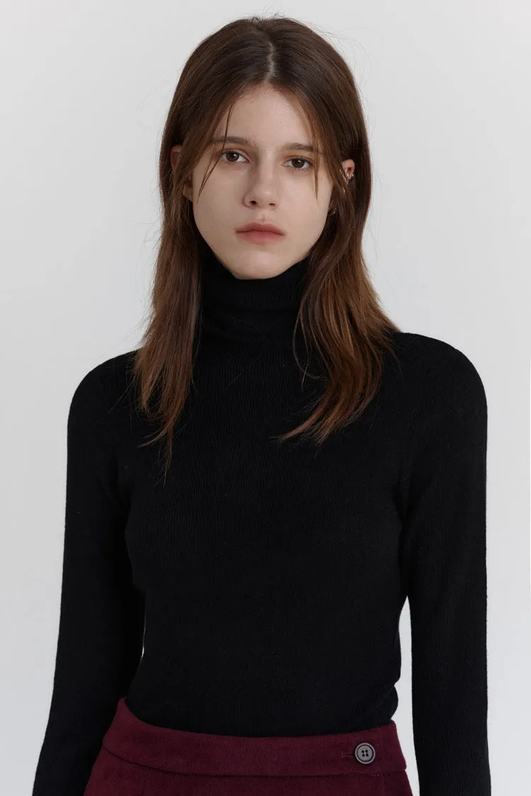 Wool Stretch Slim-Fit Turtleneck Sweater