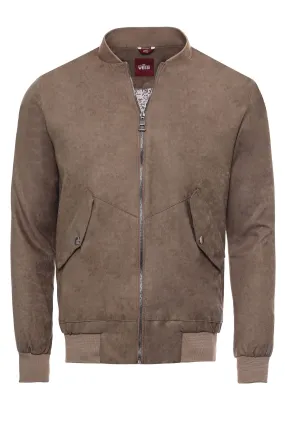 WSS Flap Pockets Suede Light Brown Men Bomber Coat  - Singen