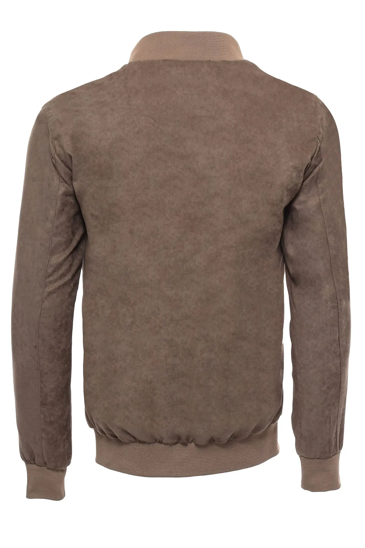 WSS Flap Pockets Suede Light Brown Men Bomber Coat  - Singen
